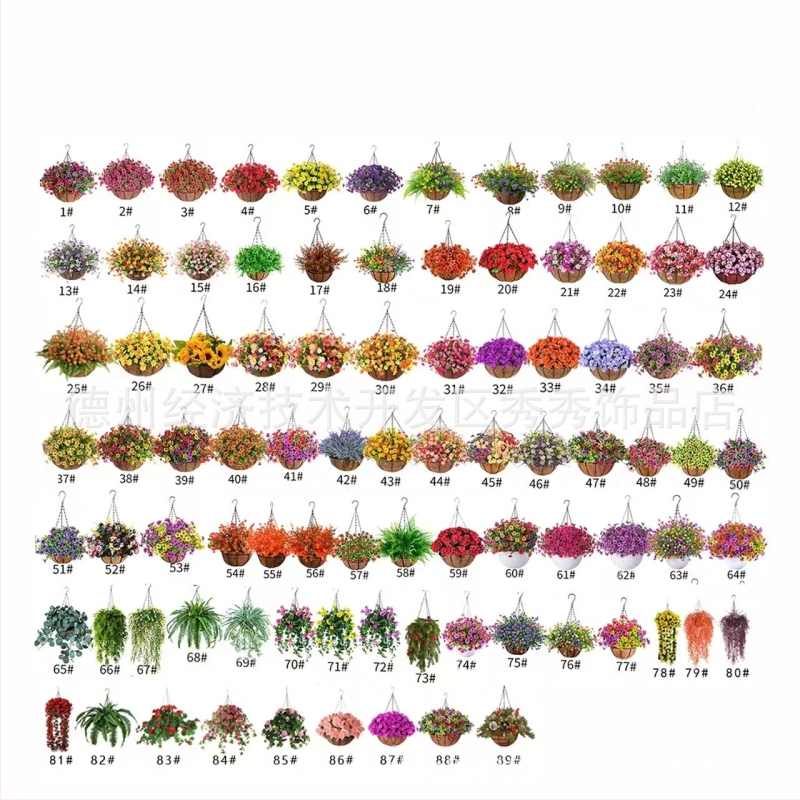 Flori artificiale transfrontaliere Crăciun cadru de fier palmier de cocos coș agățat violet fals decor exterior ușă de intrare coș agățat orhidee en-gros