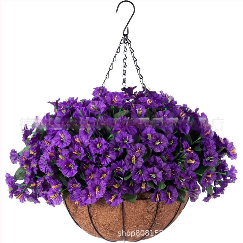 Flori artificiale transfrontaliere Crăciun cadru de fier palmier de cocos coș agățat violet fals decor exterior ușă de intrare coș agățat orhidee en-gros