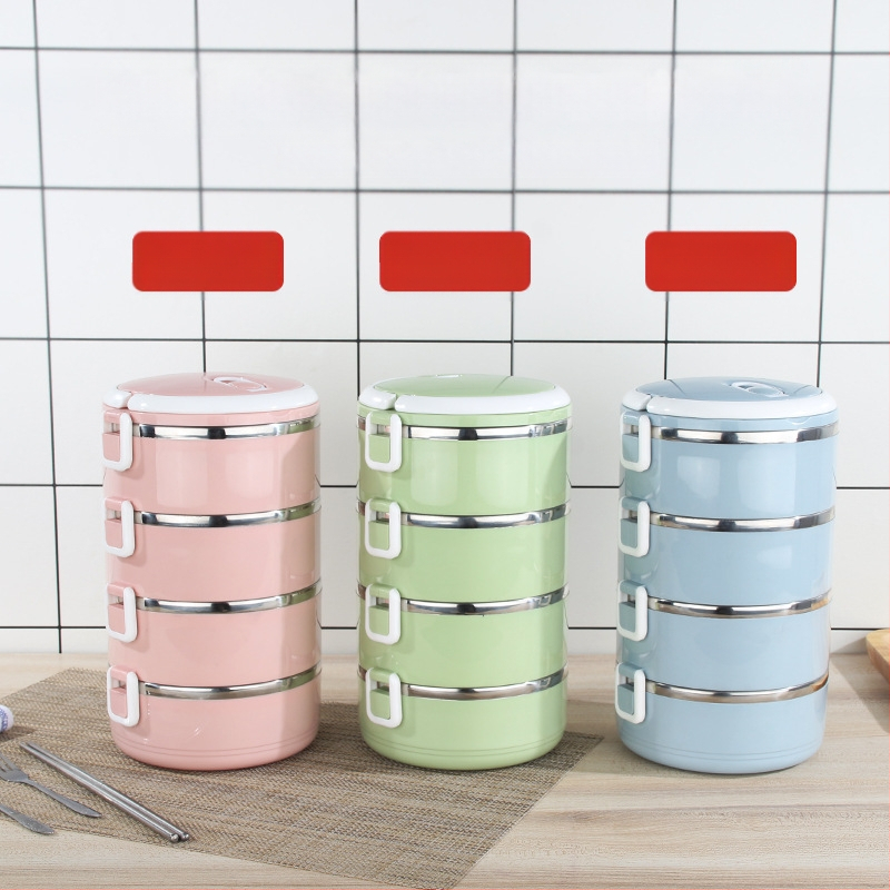 Rozsdamentes acél többrétegű uzsonnásdoboz kerek uzsonnásdoboz diákoknak háromrétegű dupla rétegű uzsonnásdoboz dropshipping egyszerű skandináv stílus