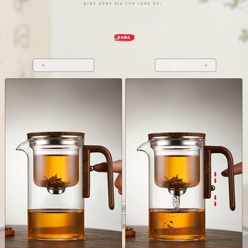 Vardata magnetiline lendlev tass klaasist vooderdisega teekannu tee eraldamine ühe võtmega filtriga majapidamistee komplekt laos hulgimüügis