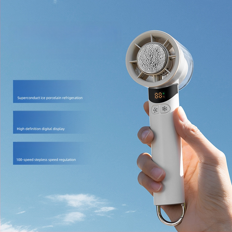 2025. aasta uus kiire külmkompressiga pihuventilaator, õues kasutatav pika elueaga karabiin, kaasaskantav koomiksiga laetav väike ventilaator