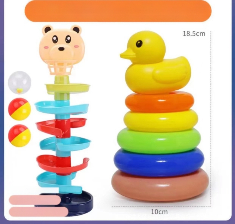 Kūdikių edukacinio intelekto vaivorykštės bokšto žiedas „Jenga“ ankstyvojo ugdymo 0-1-2 metų kūdikių žaislas-stiklinė