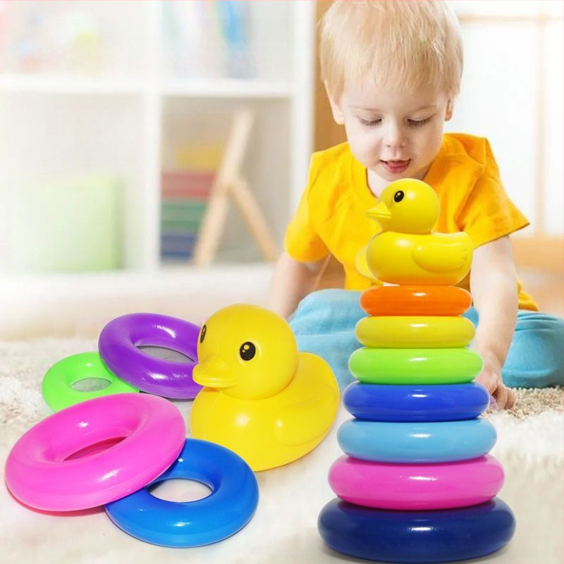 Kūdikių edukacinio intelekto vaivorykštės bokšto žiedas „Jenga“ ankstyvojo ugdymo 0-1-2 metų kūdikių žaislas-stiklinė