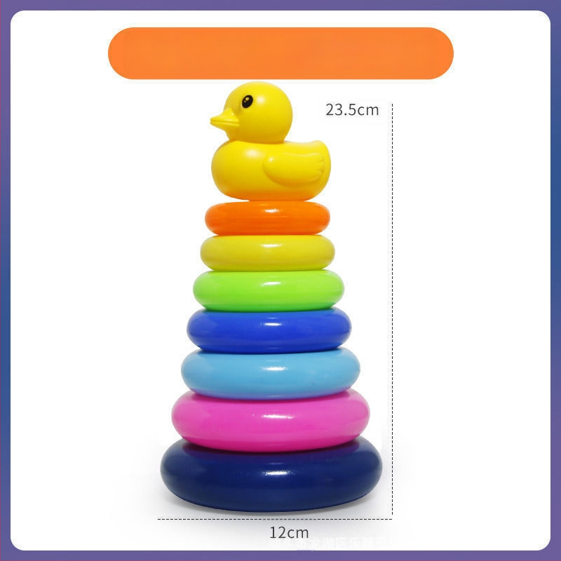 Kūdikių edukacinio intelekto vaivorykštės bokšto žiedas „Jenga“ ankstyvojo ugdymo 0-1-2 metų kūdikių žaislas-stiklinė