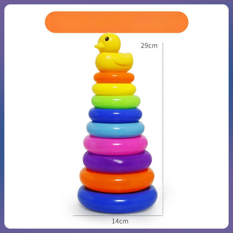 Kūdikių edukacinio intelekto vaivorykštės bokšto žiedas „Jenga“ ankstyvojo ugdymo 0-1-2 metų kūdikių žaislas-stiklinė