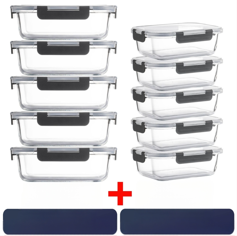 Piiriülene klaasist lõunasöögikarp sobib mikrolaineahju, nõudepesumasina, kontoritöötajatega, millel on riisi värskena hoidmise kauss külmkapis