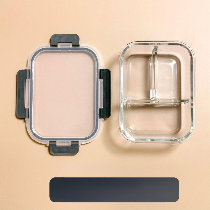 Piiriülene klaasist lõunasöögikarp sobib mikrolaineahju, nõudepesumasina, kontoritöötajatega, millel on riisi värskena hoidmise kauss külmkapis