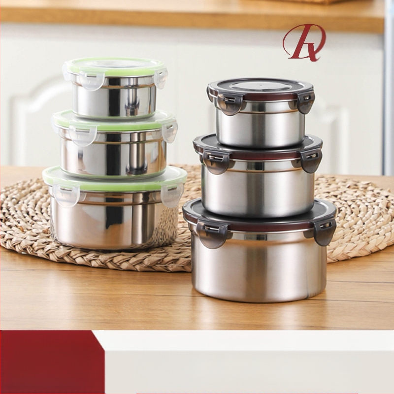 304 roostevabast terasest krõbedaks toidukvaliteediga ümmargune suletud lõunasöögikarp lõunasöögikarp külmkapi hoiukarp puuviljakrõpsu jaoks