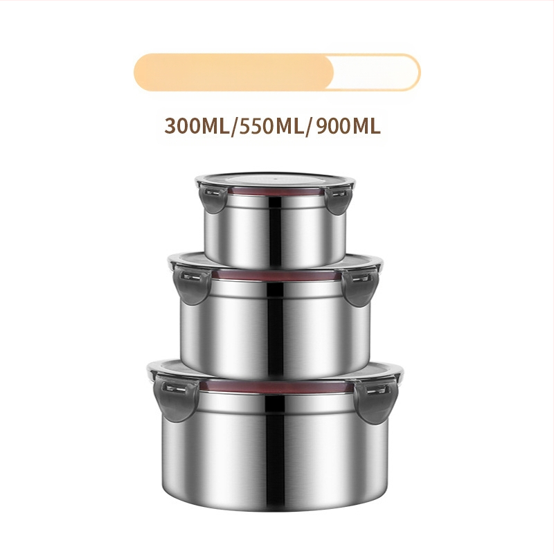 304 roostevabast terasest krõbedaks toidukvaliteediga ümmargune suletud lõunasöögikarp lõunasöögikarp külmkapi hoiukarp puuviljakrõpsu jaoks