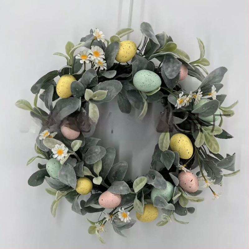 2025 Határokon átnyúló Amazon új húsvéti dekorációk húsvéti tojáskoszorú függő dekoráció hotelszoba falra akasztható