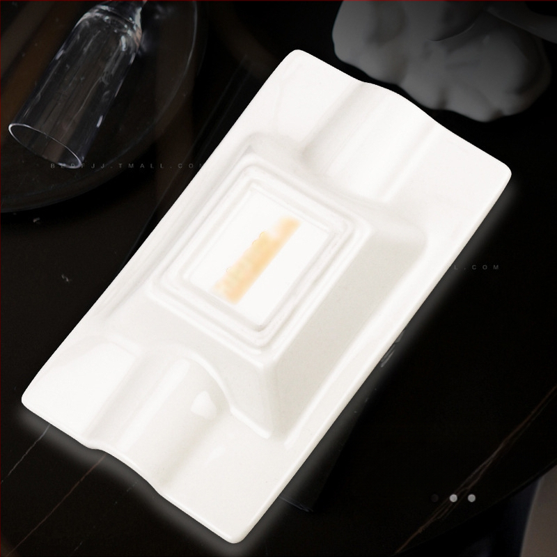 Prabangi, lengva ir prabangi cigarų peleninė, dviguba anga, plona kaulinė, porceliano peleninė, stačiakampė, keraminė cigarų indų klubo puošmena