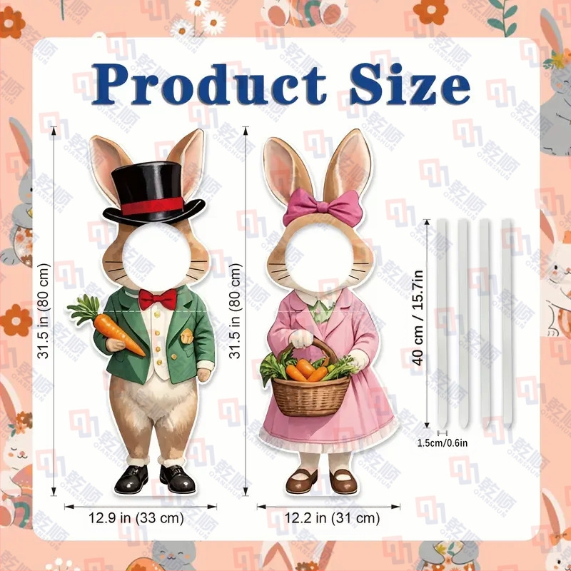 2 lihavõtteaia silti, suur plastmassist lihavõttejänese murukaunistus maasse