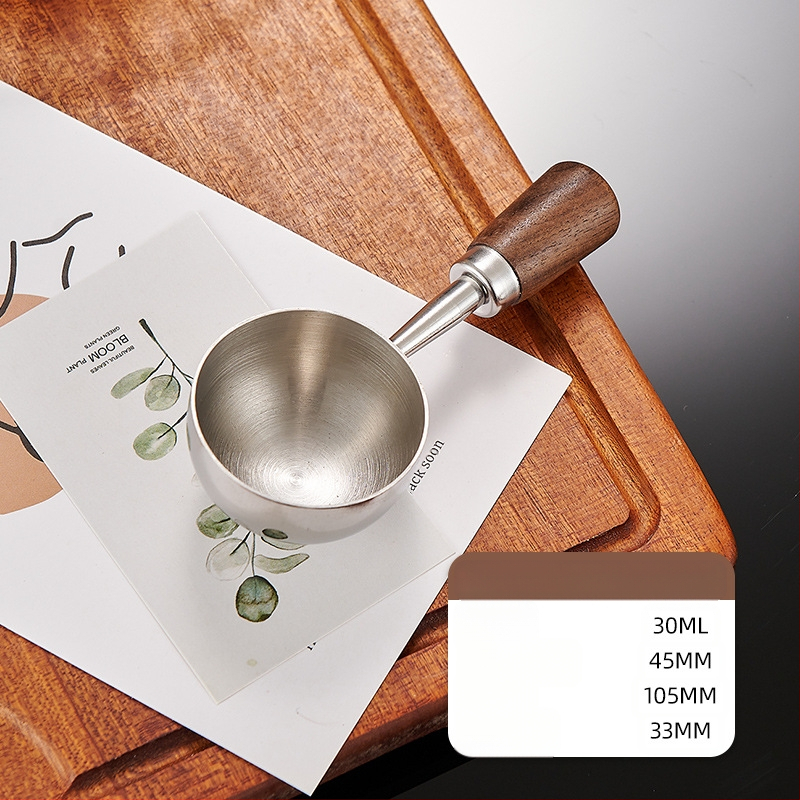 Pähklipuust käepidemega kohvilusikas, pika käepidemega, lühikese käepidemega kohvi mõõtelusikas, 304 roostevabast terasest kohviubade erimõõtelusikas, 1530 ml