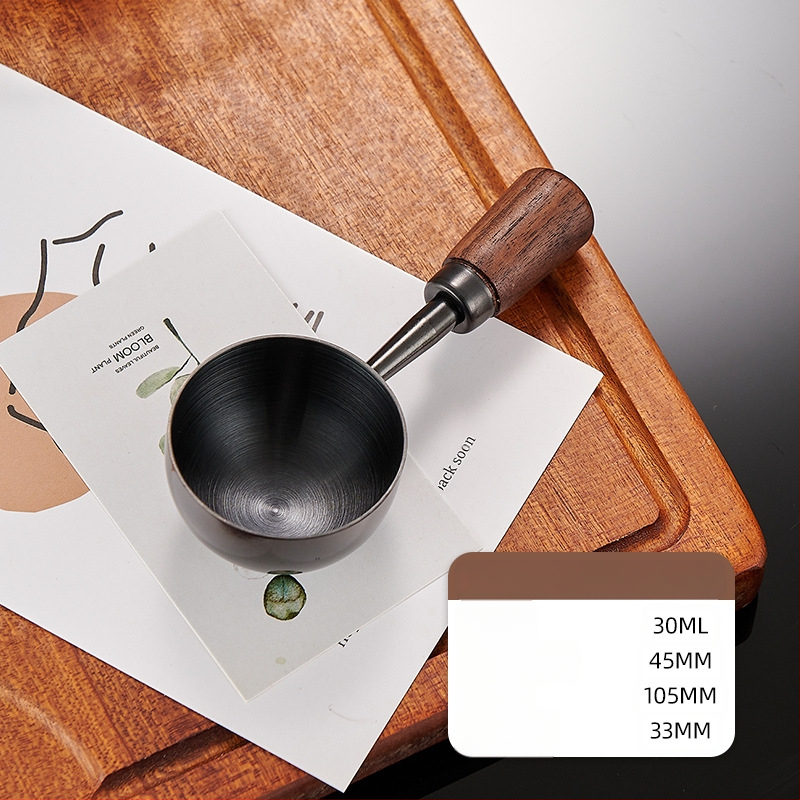 Pähklipuust käepidemega kohvilusikas, pika käepidemega, lühikese käepidemega kohvi mõõtelusikas, 304 roostevabast terasest kohviubade erimõõtelusikas, 1530 ml