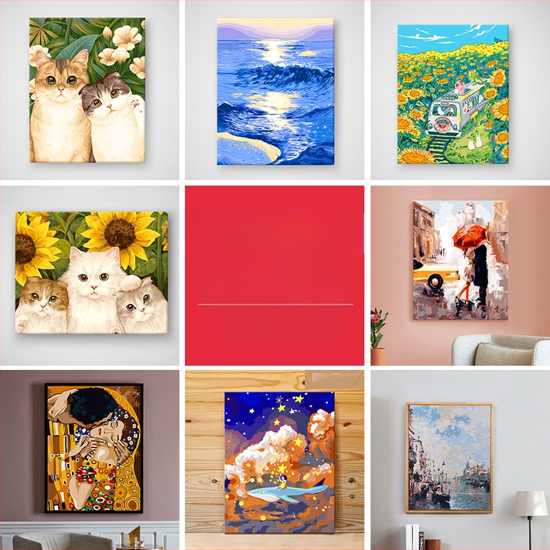 Digitaalse õlimaali hulgimüügi koolituskursus, maalimise õppimine, käsitsi täitmine, õlimaali õpetamine, maastikumaal 4050 sisemise raamiga