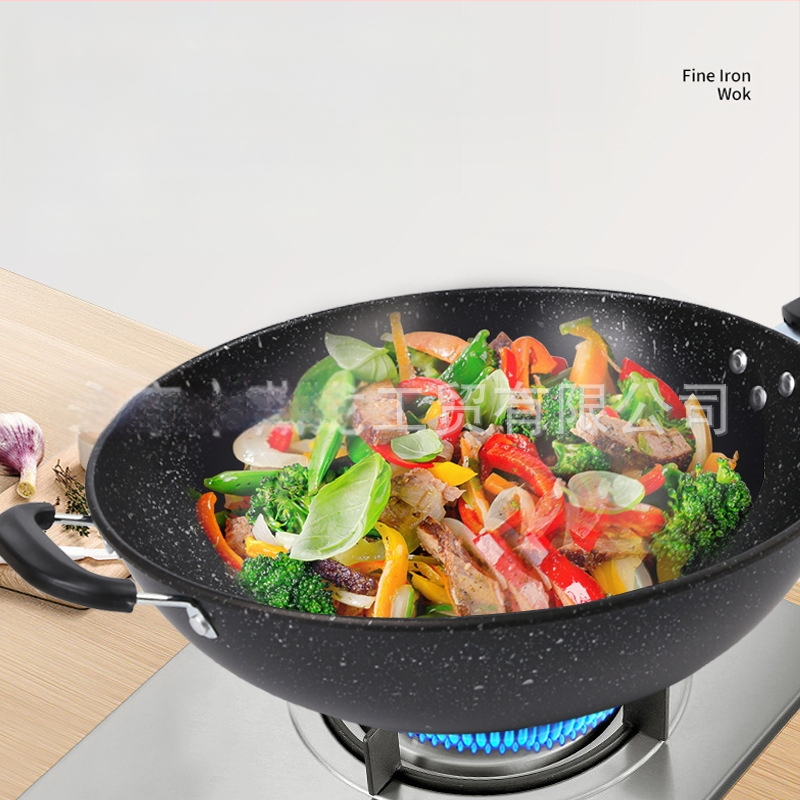 „Maifan“ akmens neprideganti keptuvė indukcinė viryklė dujinė viryklė universali virimo mašina be dūmų plokščiadugnė buitinė geležinė keptuvė didmeninė prekyba