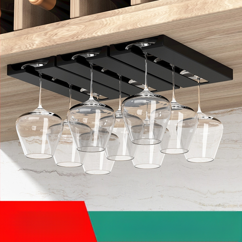 Kreatív fejjel lefelé mutató borospohártartó konyhai pohártartó fejjel lefelé mutató pohártartó háztartási borszekrény bárhoz függő pohártartó lyukasztásmentes