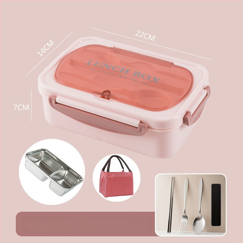 304 roostevabast terasest isoleeritud õpilaste lõunasöögikarp tööle kaasaskantav suletud võrega bento-karbi lõunasöögikarp logoga trükkimisega