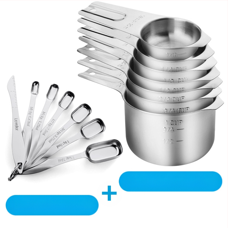 „Amazon“ kepimo nerūdijančio plieno matavimo puodelis, 7 dalių rinkinys su kreipiamuoju antgaliu, kepimo šaukšto skalės matavimo šaukšto puodelis
