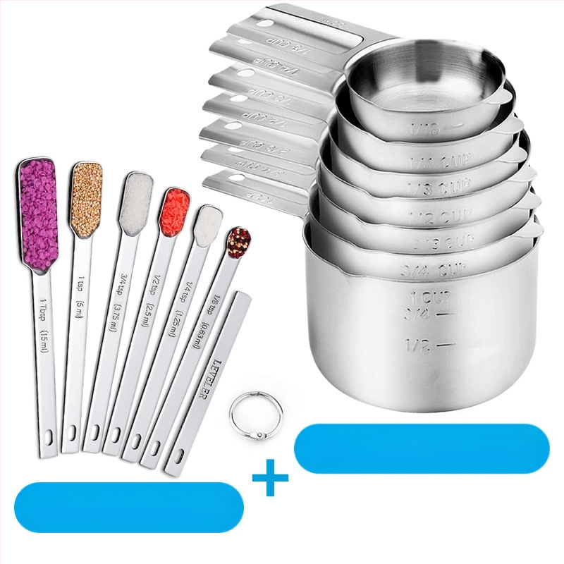 „Amazon“ kepimo nerūdijančio plieno matavimo puodelis, 7 dalių rinkinys su kreipiamuoju antgaliu, kepimo šaukšto skalės matavimo šaukšto puodelis