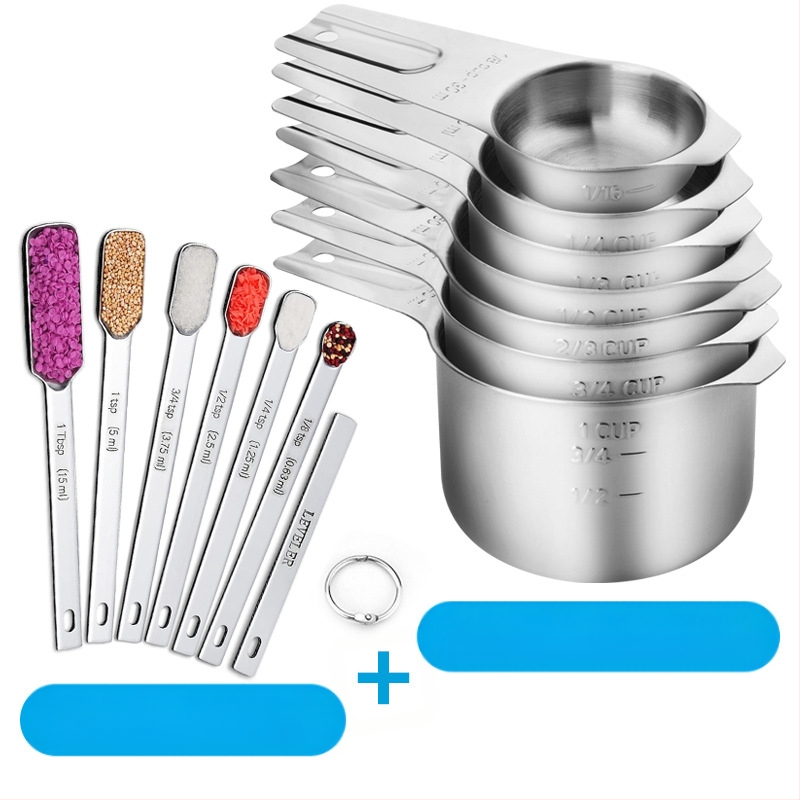 „Amazon“ kepimo nerūdijančio plieno matavimo puodelis, 7 dalių rinkinys su kreipiamuoju antgaliu, kepimo šaukšto skalės matavimo šaukšto puodelis