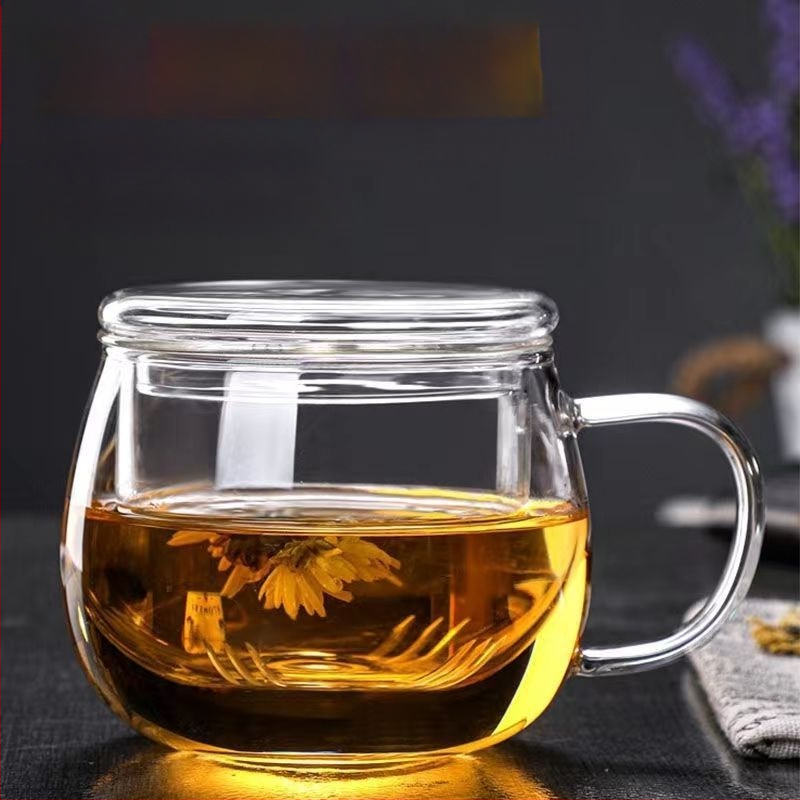Stiklinis puodelis arbatos puodelis su dangteliu, karščiui atsparus arbatos vandens atskyrimas, namų apyvokos reikmenys, vyriški ir moteriški permatomi filtro arbatos puodeliai