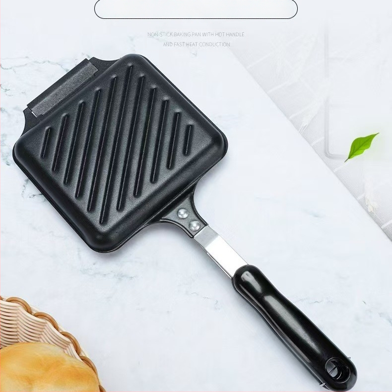 Buitinė dvipusė nelimpanti sumuštinių kepimo skarda ketaus vaflinė pusryčių duona keptuvė tiesiogiai iš gamyklos tarpvalstybiniu mastu