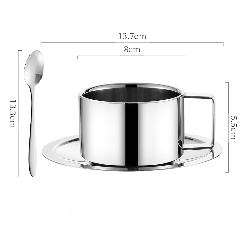 304 roostevabast terasest Euroopa stiilis kohvitass, paksendatud kahekihiline soojusisolatsioon, katlakivivastane tass majapidamiseks, kontorisse mõeldud mugav kohvitass