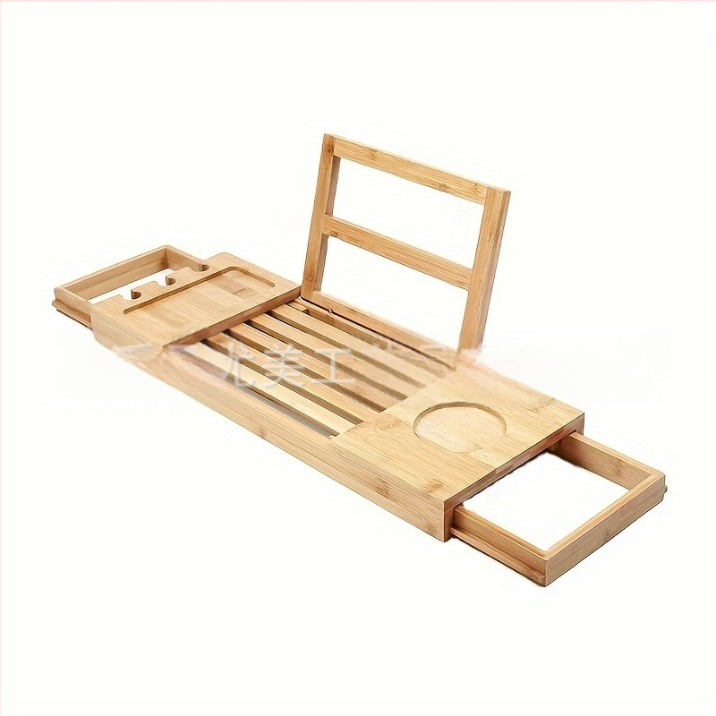 Vidinis bambukinis teleskopinis vonios stovas su stalčiumi, vonios kambario laikymo lentynėlė, plokščias vonios laikiklis, vonios laikymo lenta