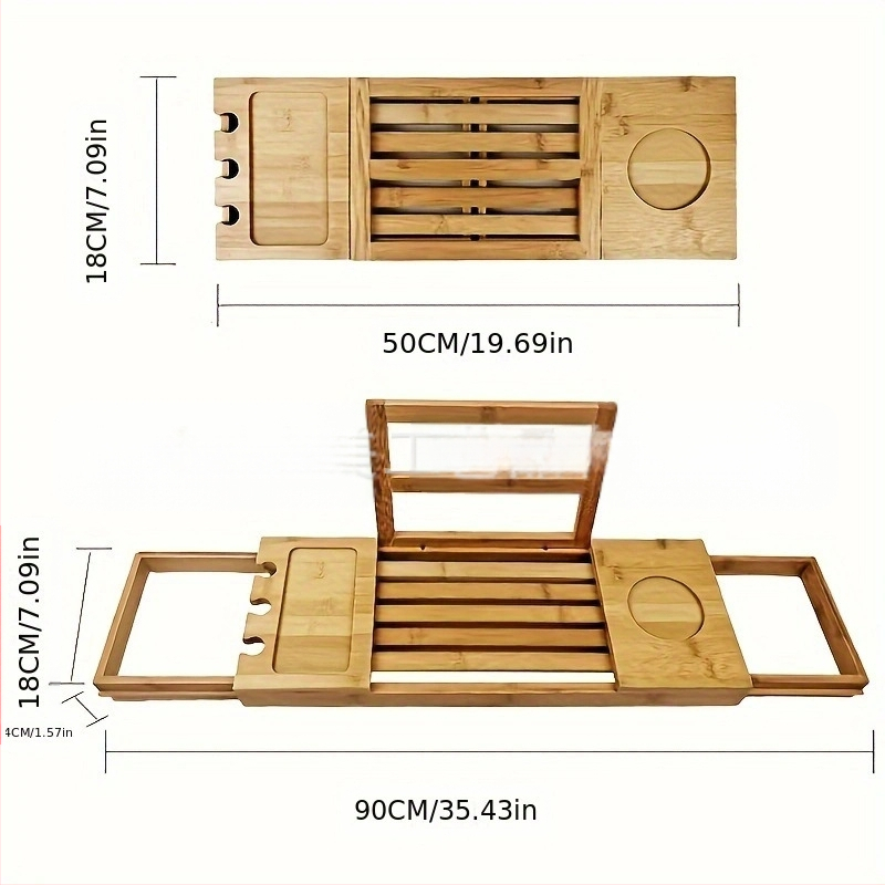 Vidinis bambukinis teleskopinis vonios stovas su stalčiumi, vonios kambario laikymo lentynėlė, plokščias vonios laikiklis, vonios laikymo lenta
