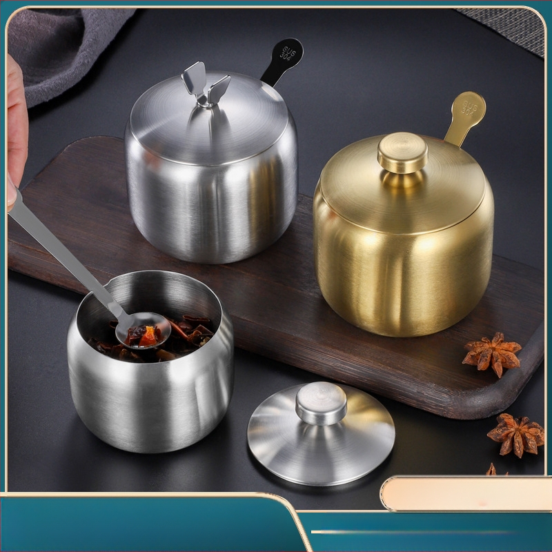 Prieskonių bakas virtuvei, buitiniam naudojimui, 304 nerūdijančio plieno prieskonių bakas, vieno komercinio restorano čili aliejaus bakas, druskos bakas, prieskonių dėžutė