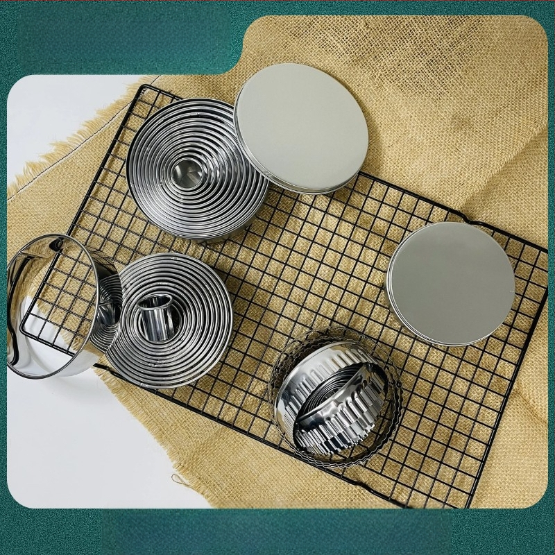 Torto sausainių forma, storinta nerūdijančio plieno koldūnų odelės pjaustymo forma, apvalus putėsių žiedas, 11 dalių desertinių sausainių rinkinys