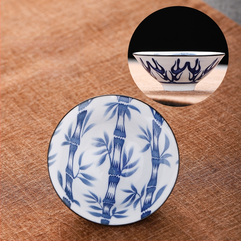 Mėlynai baltas porceliano arbatos puodelis, keraminis kung fu mažas arbatos puodelis, vieno puodelio arbatos rinkinys, arbatos puodelio kostiumas, arbatos dubuo, arbatos puodelis