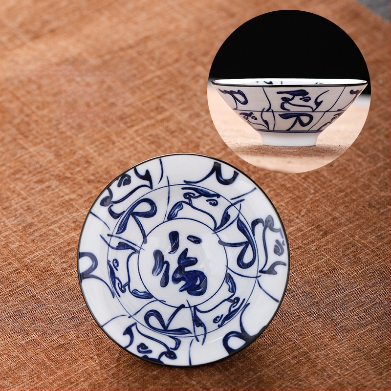 Mėlynai baltas porceliano arbatos puodelis, keraminis kung fu mažas arbatos puodelis, vieno puodelio arbatos rinkinys, arbatos puodelio kostiumas, arbatos dubuo, arbatos puodelis