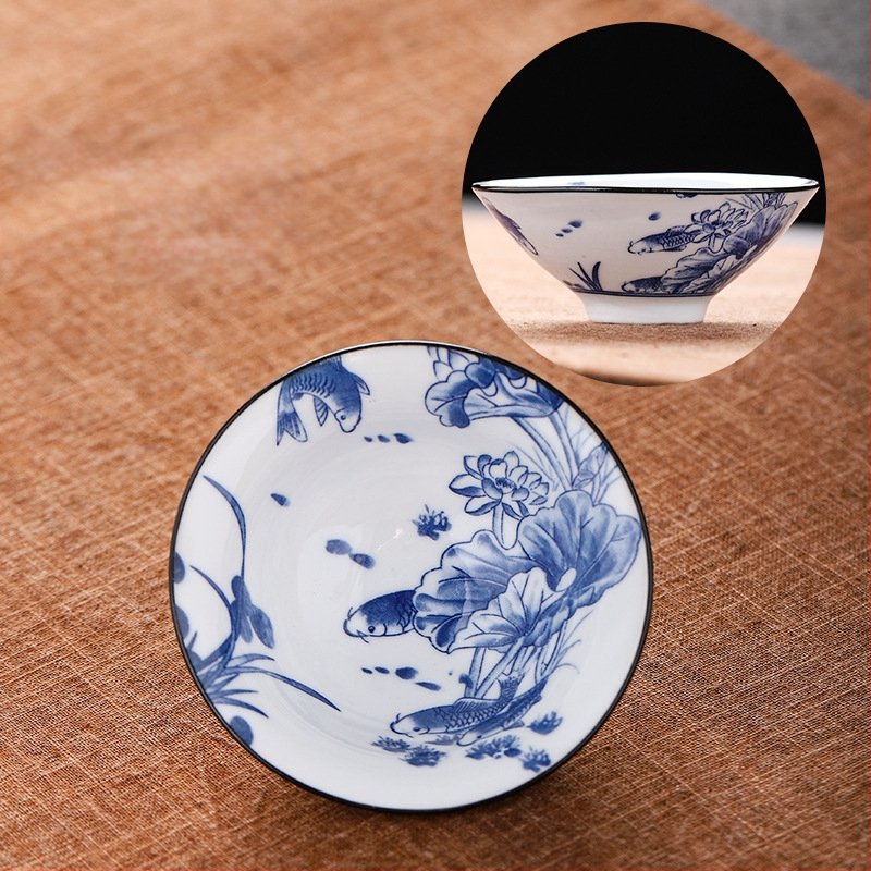 Mėlynai baltas porceliano arbatos puodelis, keraminis kung fu mažas arbatos puodelis, vieno puodelio arbatos rinkinys, arbatos puodelio kostiumas, arbatos dubuo, arbatos puodelis