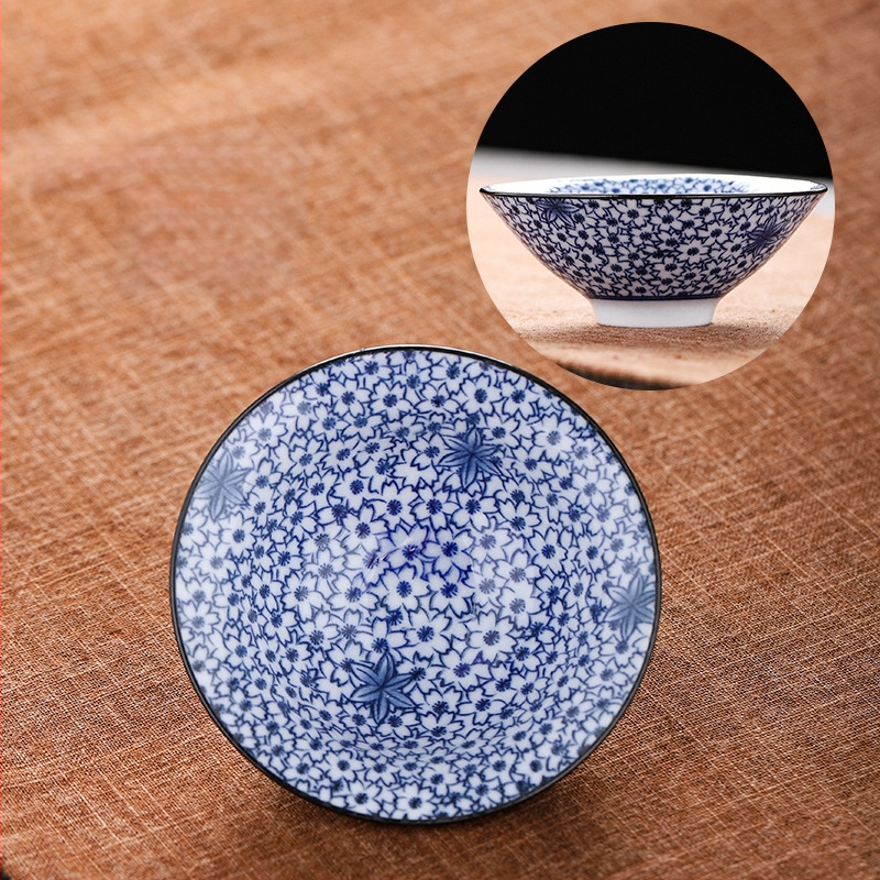 Mėlynai baltas porceliano arbatos puodelis, keraminis kung fu mažas arbatos puodelis, vieno puodelio arbatos rinkinys, arbatos puodelio kostiumas, arbatos dubuo, arbatos puodelis