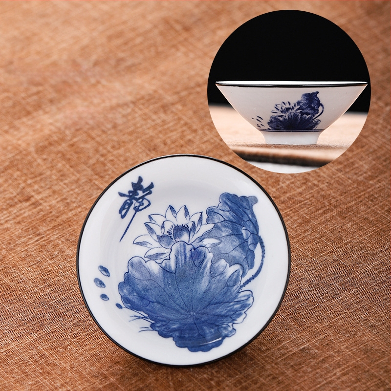 Mėlynai baltas porceliano arbatos puodelis, keraminis kung fu mažas arbatos puodelis, vieno puodelio arbatos rinkinys, arbatos puodelio kostiumas, arbatos dubuo, arbatos puodelis