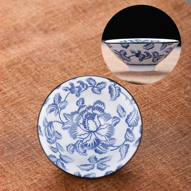Mėlynai baltas porceliano arbatos puodelis, keraminis kung fu mažas arbatos puodelis, vieno puodelio arbatos rinkinys, arbatos puodelio kostiumas, arbatos dubuo, arbatos puodelis