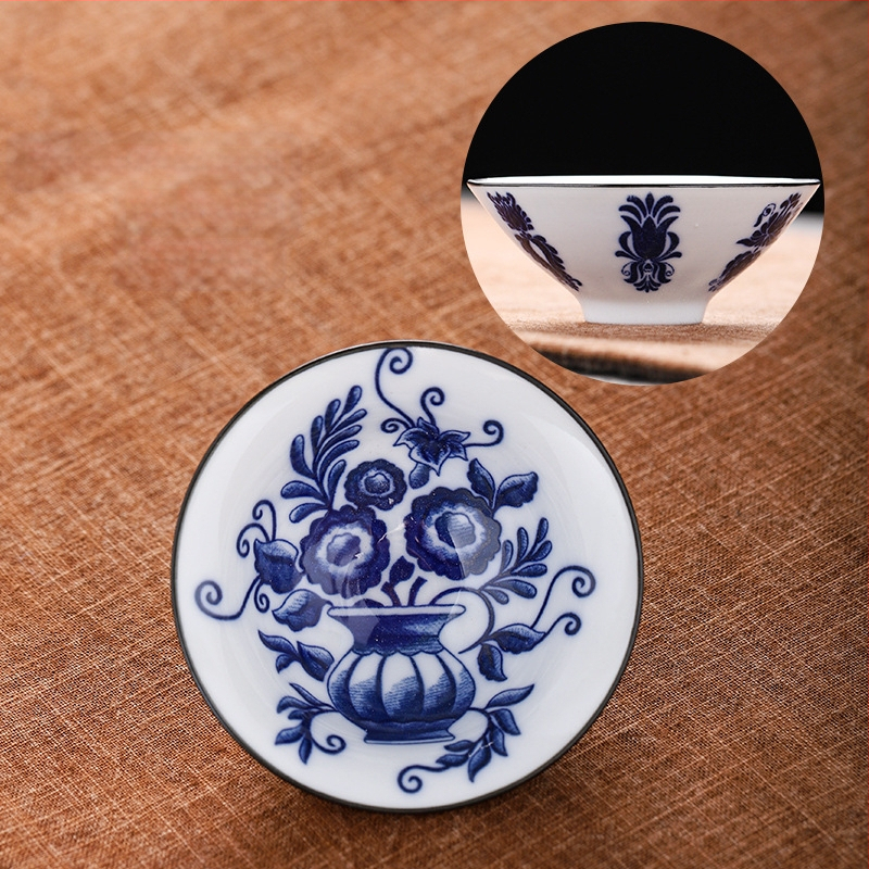 Mėlynai baltas porceliano arbatos puodelis, keraminis kung fu mažas arbatos puodelis, vieno puodelio arbatos rinkinys, arbatos puodelio kostiumas, arbatos dubuo, arbatos puodelis