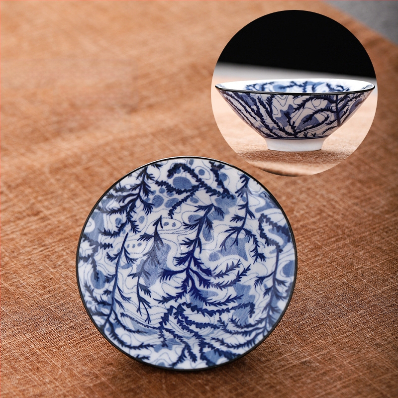 Mėlynai baltas porceliano arbatos puodelis, keraminis kung fu mažas arbatos puodelis, vieno puodelio arbatos rinkinys, arbatos puodelio kostiumas, arbatos dubuo, arbatos puodelis