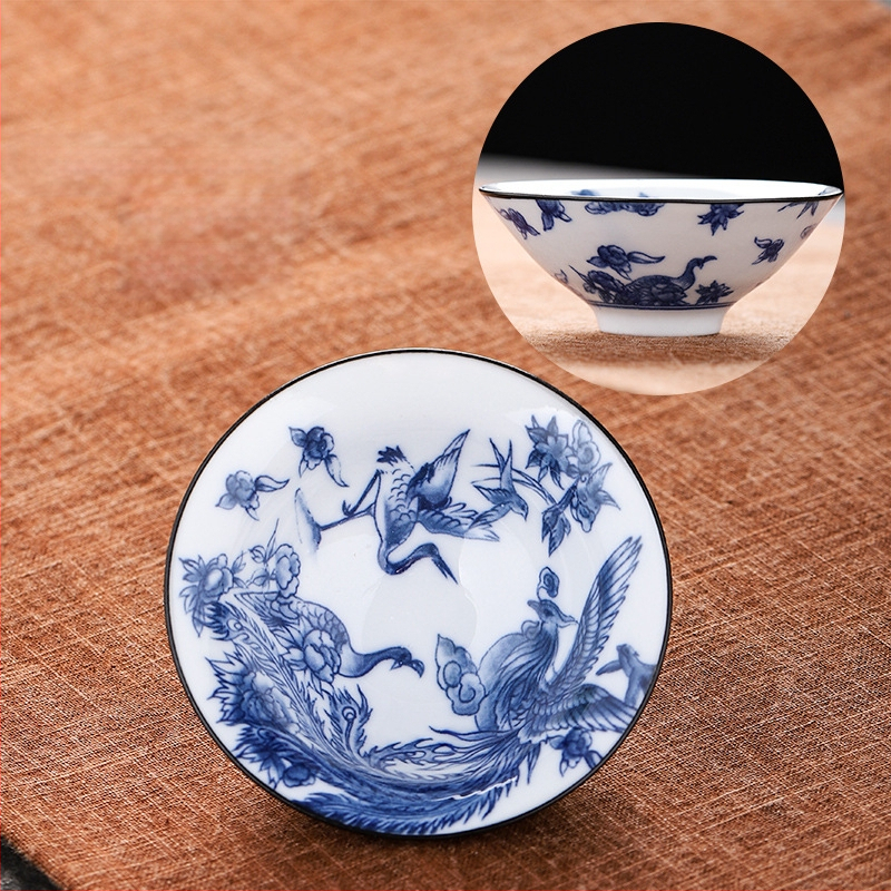 Mėlynai baltas porceliano arbatos puodelis, keraminis kung fu mažas arbatos puodelis, vieno puodelio arbatos rinkinys, arbatos puodelio kostiumas, arbatos dubuo, arbatos puodelis