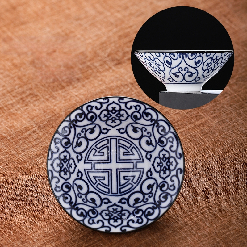 Mėlynai baltas porceliano arbatos puodelis, keraminis kung fu mažas arbatos puodelis, vieno puodelio arbatos rinkinys, arbatos puodelio kostiumas, arbatos dubuo, arbatos puodelis