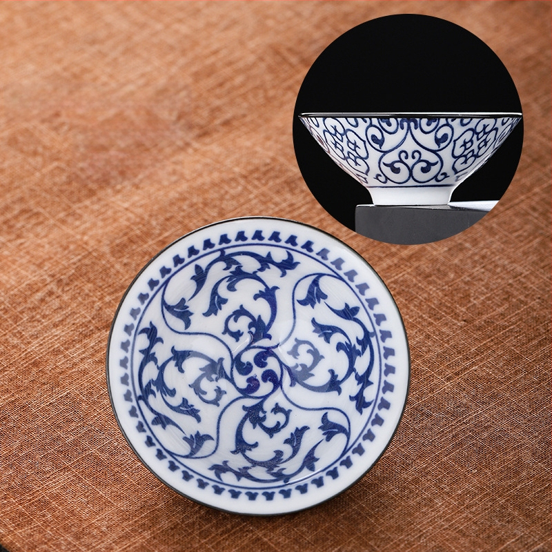 Mėlynai baltas porceliano arbatos puodelis, keraminis kung fu mažas arbatos puodelis, vieno puodelio arbatos rinkinys, arbatos puodelio kostiumas, arbatos dubuo, arbatos puodelis