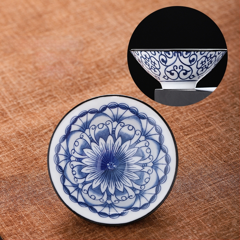 Mėlynai baltas porceliano arbatos puodelis, keraminis kung fu mažas arbatos puodelis, vieno puodelio arbatos rinkinys, arbatos puodelio kostiumas, arbatos dubuo, arbatos puodelis