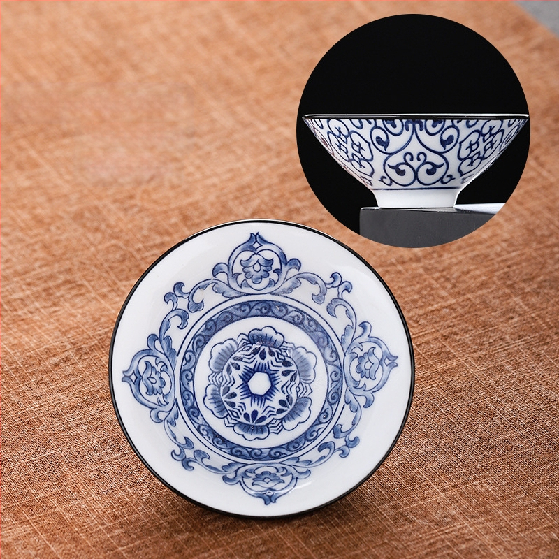 Mėlynai baltas porceliano arbatos puodelis, keraminis kung fu mažas arbatos puodelis, vieno puodelio arbatos rinkinys, arbatos puodelio kostiumas, arbatos dubuo, arbatos puodelis