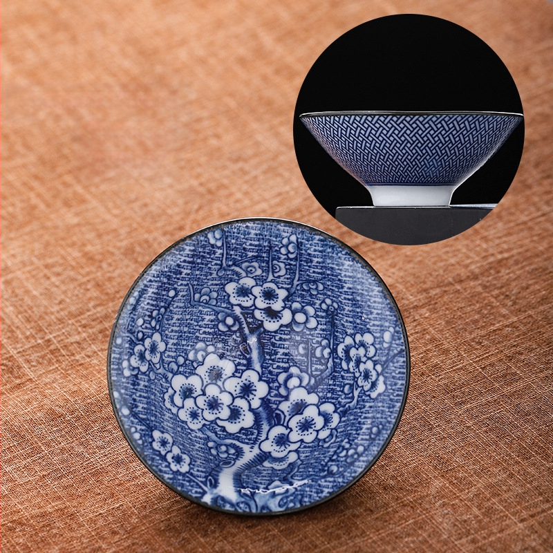 Mėlynai baltas porceliano arbatos puodelis, keraminis kung fu mažas arbatos puodelis, vieno puodelio arbatos rinkinys, arbatos puodelio kostiumas, arbatos dubuo, arbatos puodelis