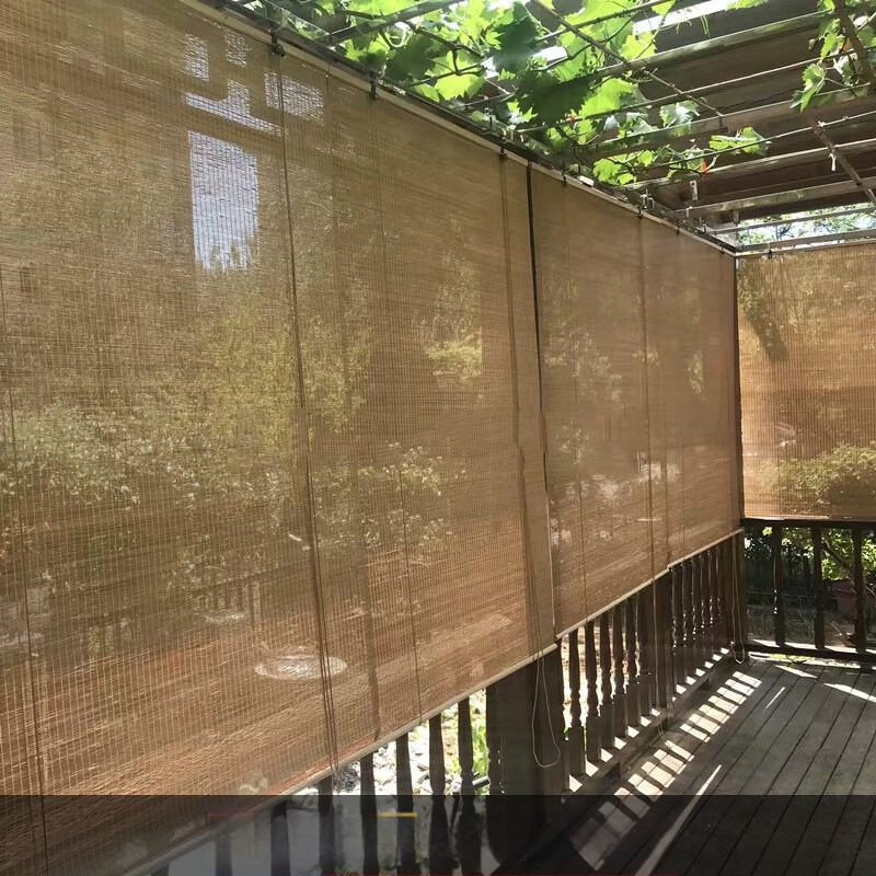 Китайски едро бамбукови завеси завеса инженерство ролетни щори сенник за слънцезащитен кабинет балкон чайна стая кръгли копринени ролетни щори засенчване на чайна стая