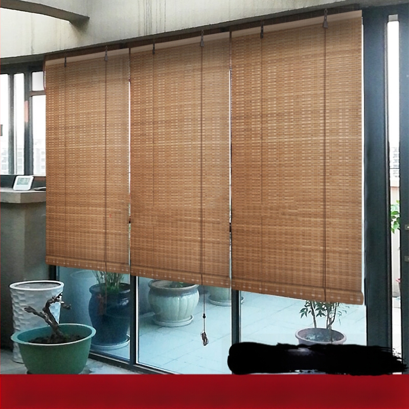 Китайски едро бамбукови завеси завеса инженерство ролетни щори сенник за слънцезащитен кабинет балкон чайна стая кръгли копринени ролетни щори засенчване на чайна стая