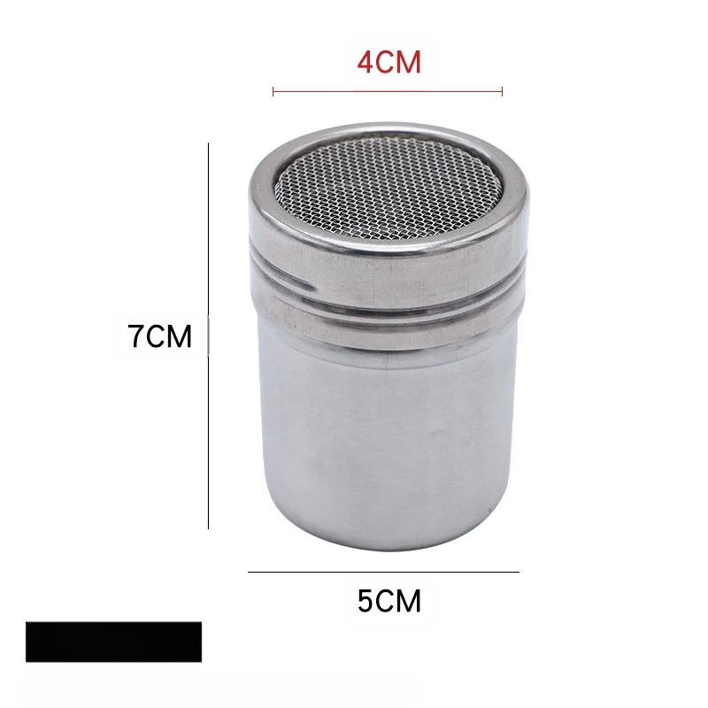 Tarpvalstybinis nerūdijančio plieno miltelių indelis, prieskonių butelis, tankus birių miltelių sietas, kavos sietas, statinė, kepimo miltų butelis, cukraus sietas