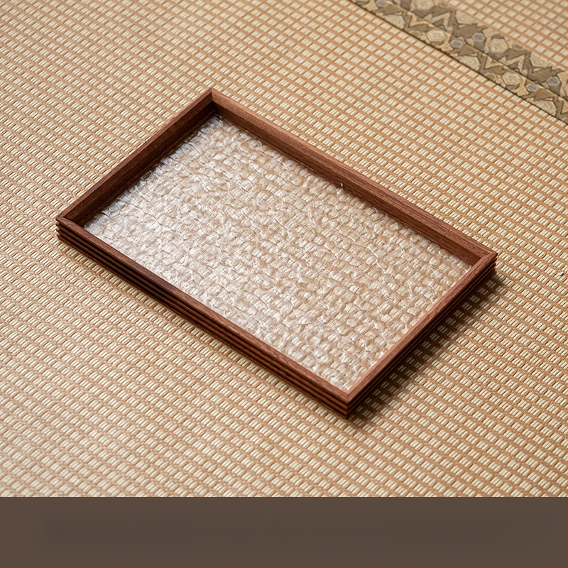 Ιαπωνικός δίσκος τσαγιού από γυαλί με λουλούδια Begonia, ρετρό δίσκος τσαγιού από μπαμπού, απλός δίσκος σνακ φρούτων για το σπίτι, δίσκος αποθήκευσης